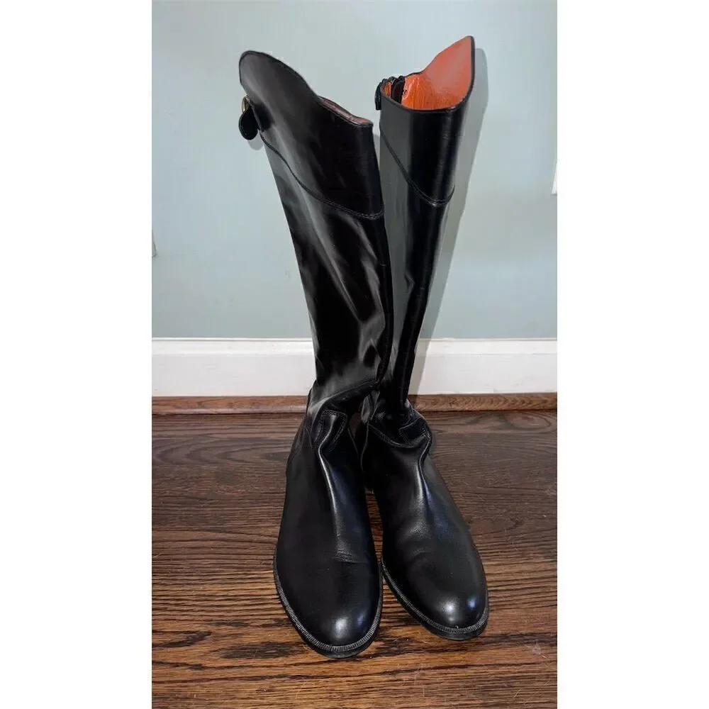 Fratelli‎ Rossetti Women's Knee-High Black Leather Riding Boots Size 9.5